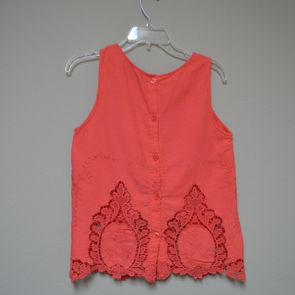 Cynthia Rowley Lace Trimmed Embroidered Cotton Blouse - Size M - Picture 4 of 4